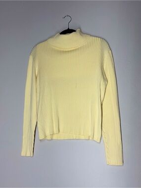 Eddie Bauer Pale Yellow Ribbed Turtleneck Sweater